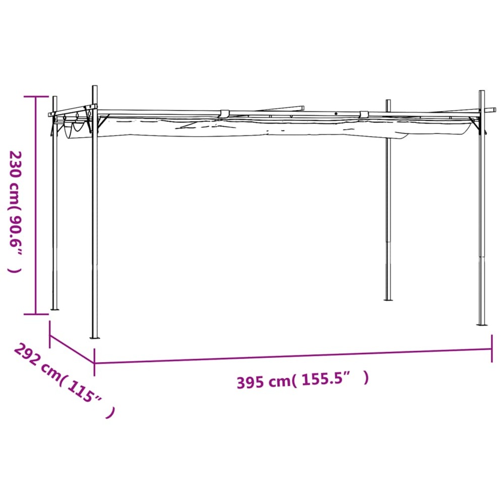 Pergola avec toit rétractable crème 395x292x230 cm