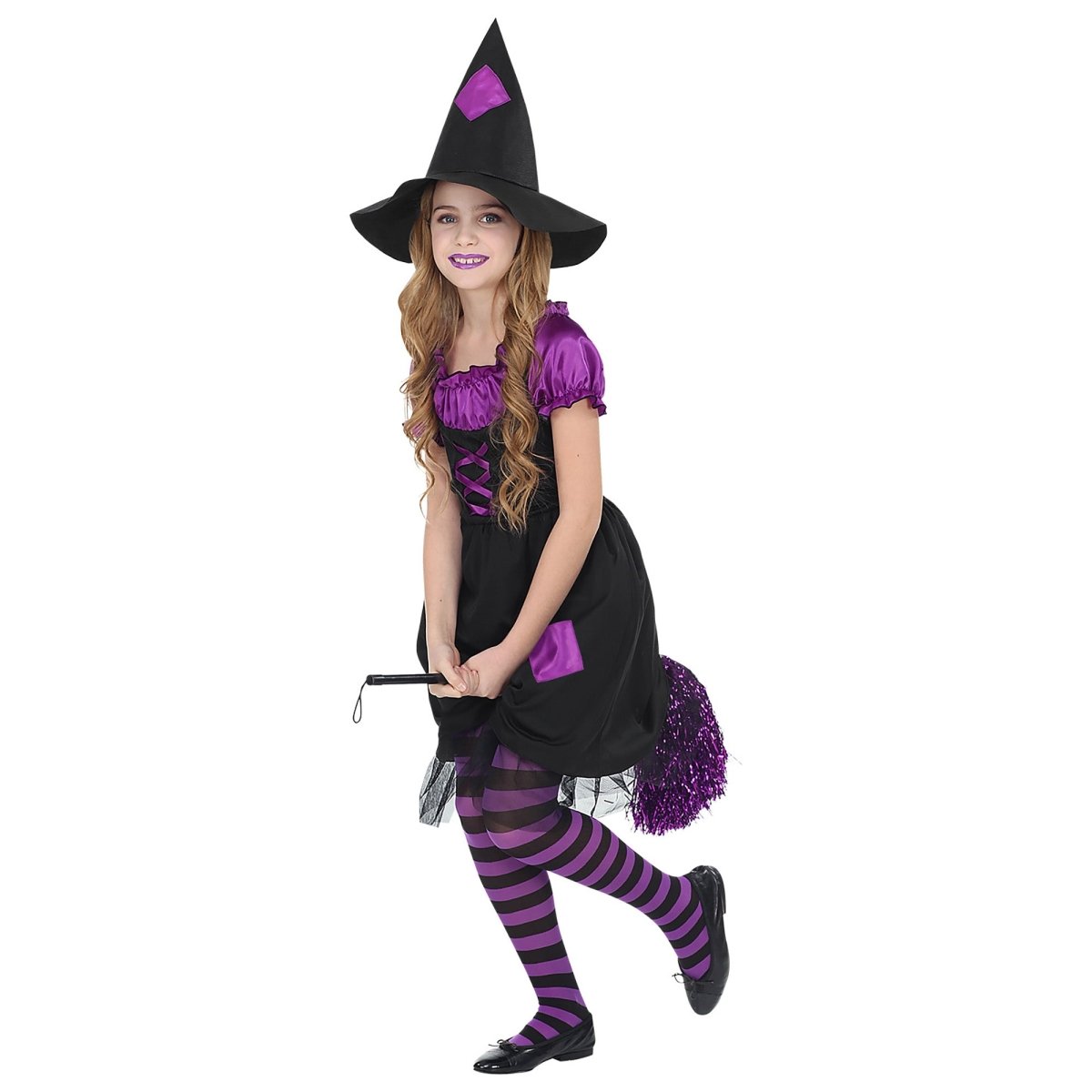 Halloween Kostuum Zwart Paars Meisje Heks