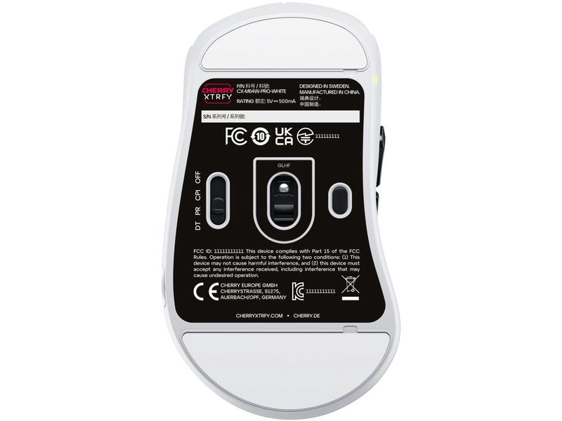 Cherry Gaming-Maus XTRFY M64 Pro Weiss Ultraschnelle ergonomische Gaming-Maus