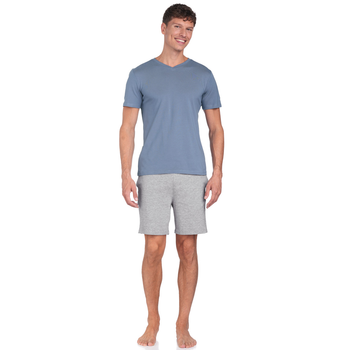 VanVaan 2 Herren T-Shirts mit V-Ausschnitt hellgrau / hellblau
