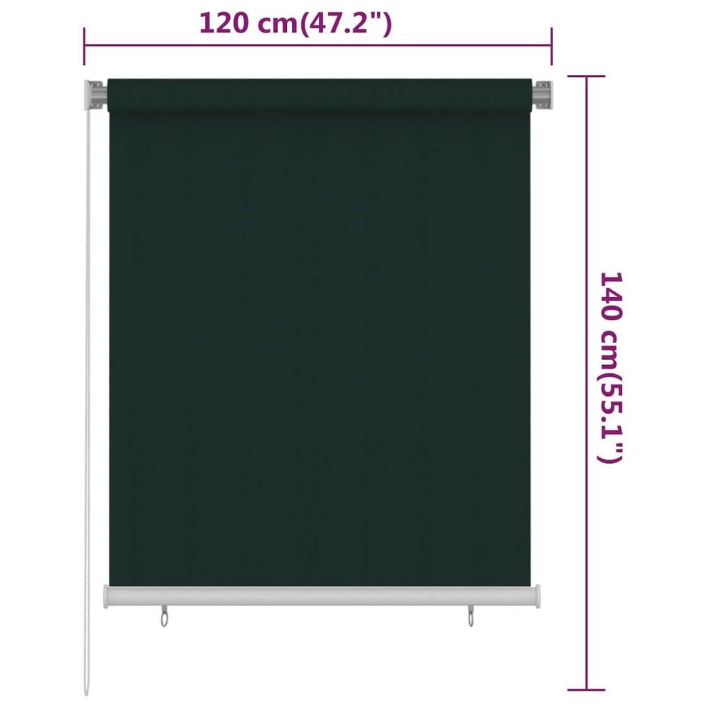 Store roulant d'extérieur 120x140 cm vert foncé pehd