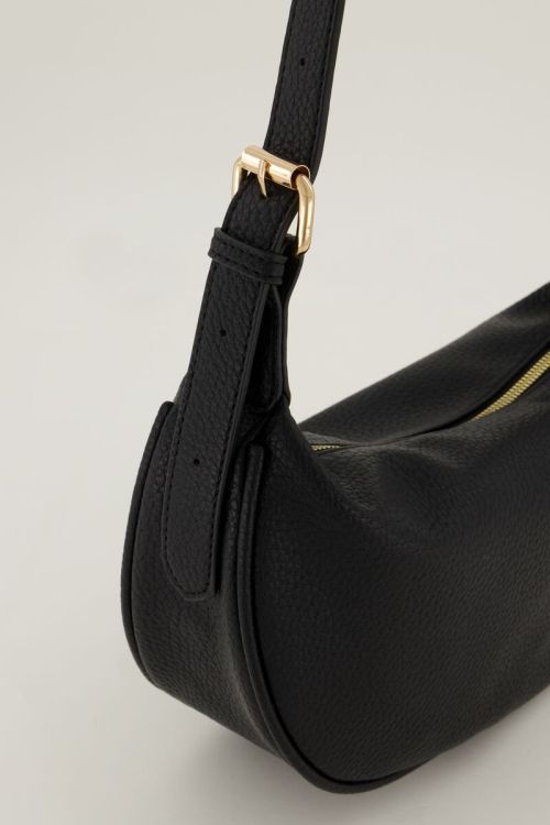 Zwarte crossbody tas met goudkleurige rits