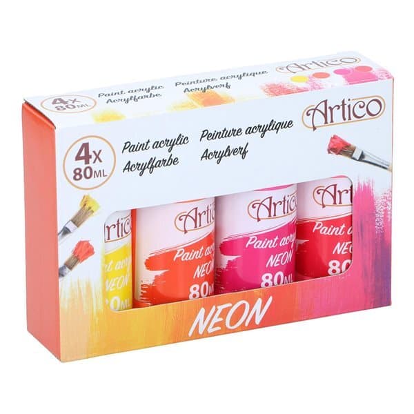 Artico Akrylmaling Neon 80ml 4-pak
