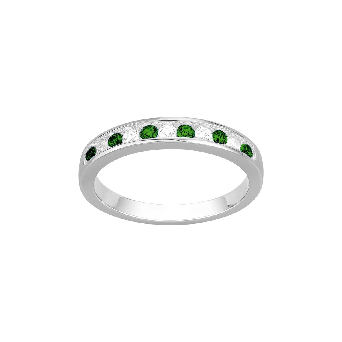 Bague en Argent avec oxyde de zirconium vert emeraude