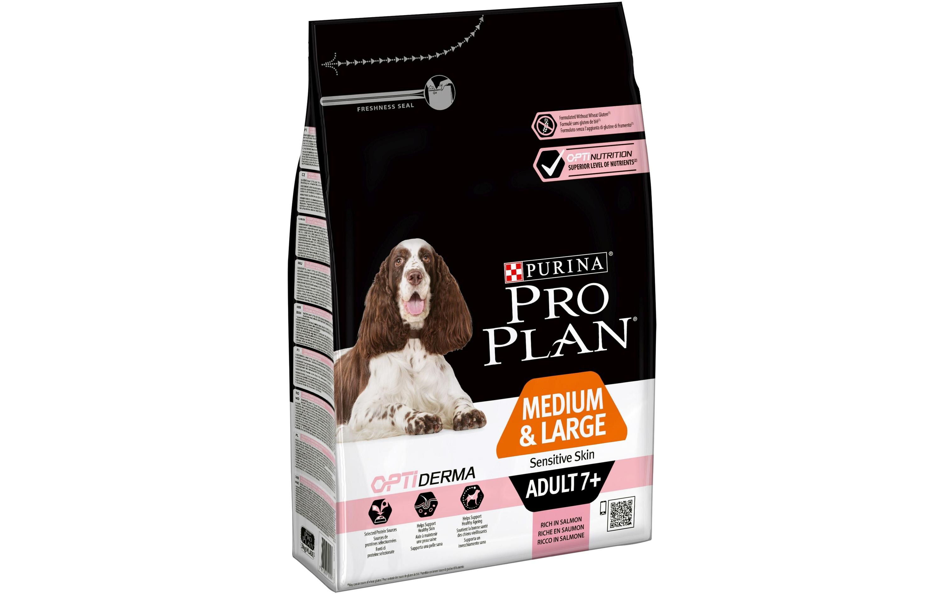 Trockenfutter M/L Adult 7+ Sensitive Skin Lachs, 3 kgAlleinfutter für mittelgrosse und grosse Hunde ab 7 Jahren
