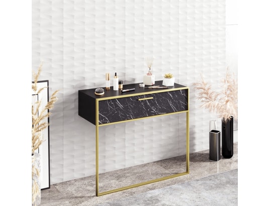 CONCEPT1 - Console Polka noir or noir 90 x 38,5 x h76,8cm
