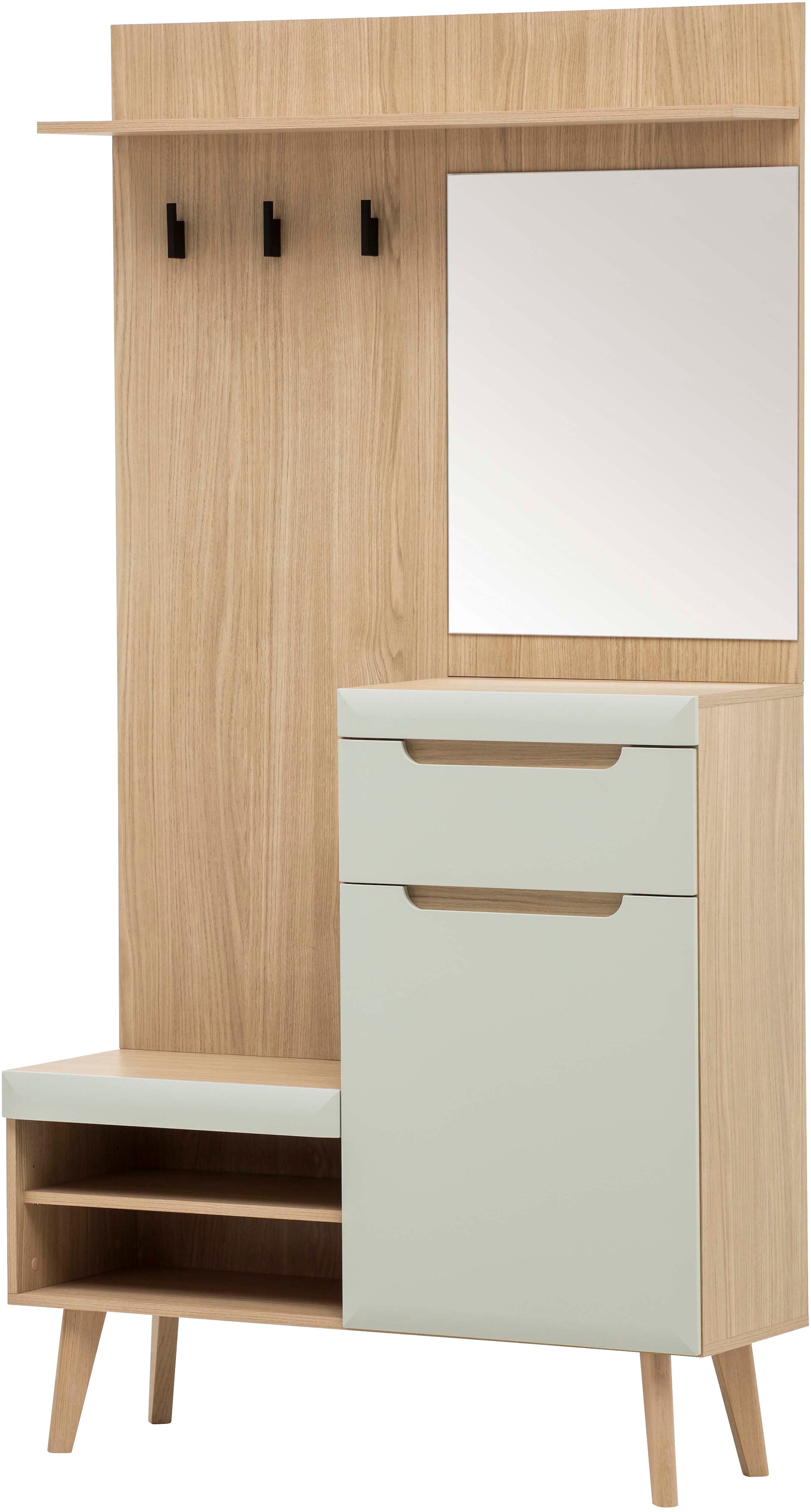 Home affaire Kompaktgarderobe »Torge, Garderobe mit Stauraum, Garderobenschrank im Scandic Design« in zwei Farben, viel Stauraum, 107 cm breit, für kleine Räume geeignet