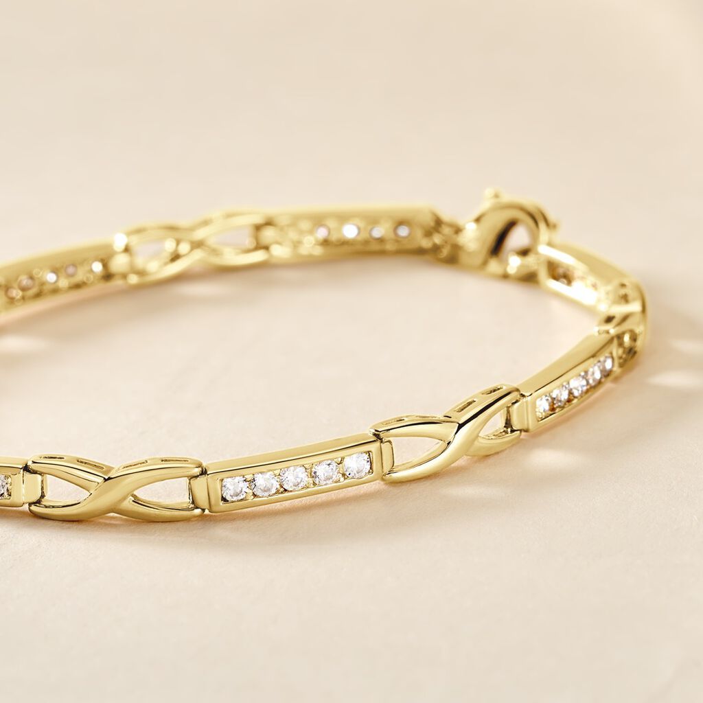 Bracelet Jonc Epiphanieae Plaqué Or Jaune Oxyde De Zirconium