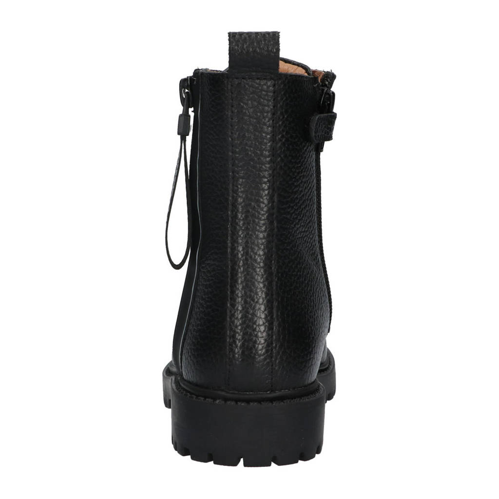 Braqeez leren veterboots zwart