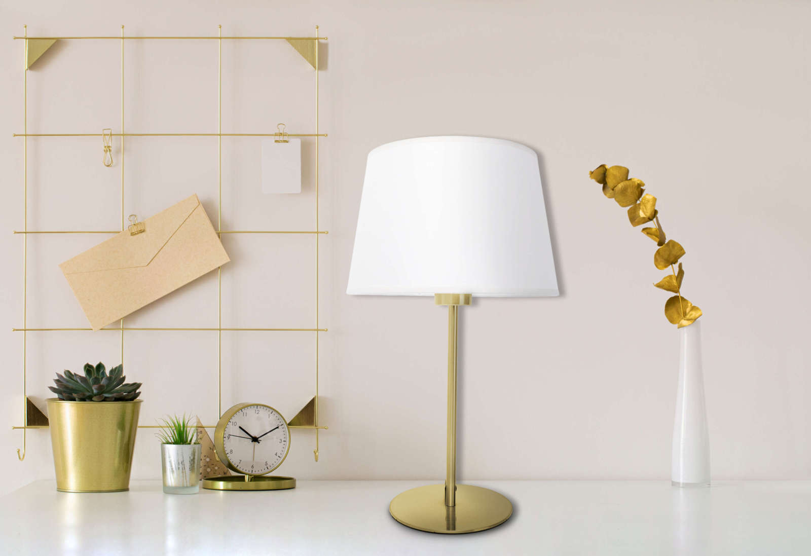 Tischleuchte - goldfarben-beige - 45 cm
