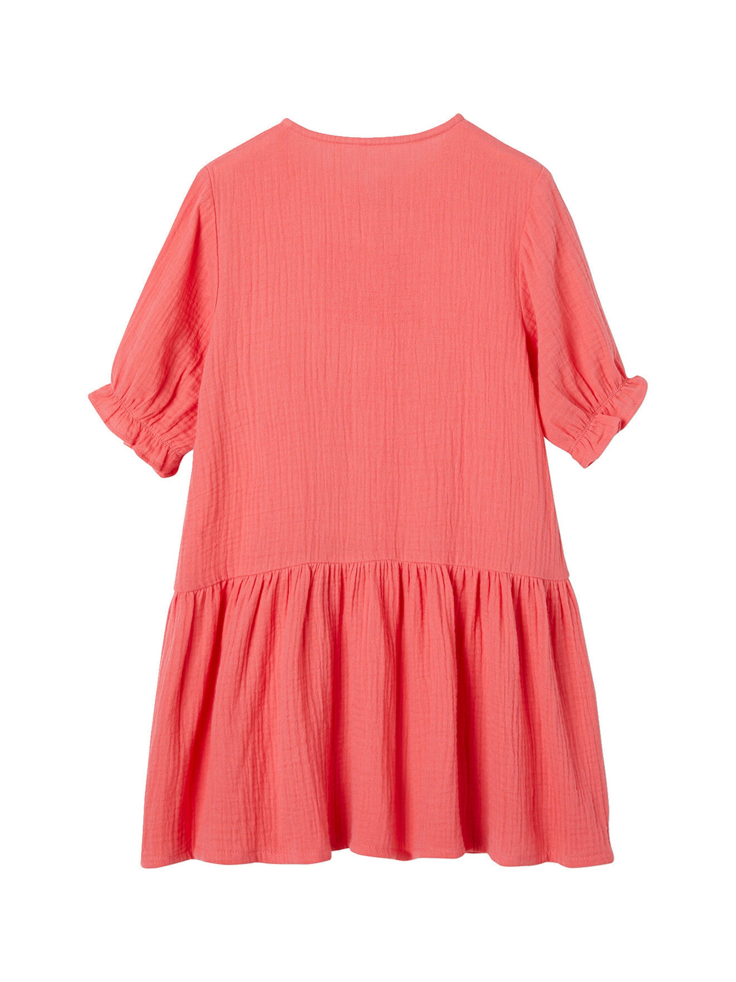 Vertbaudet Mädchen Kleid mit Knopfleiste rot