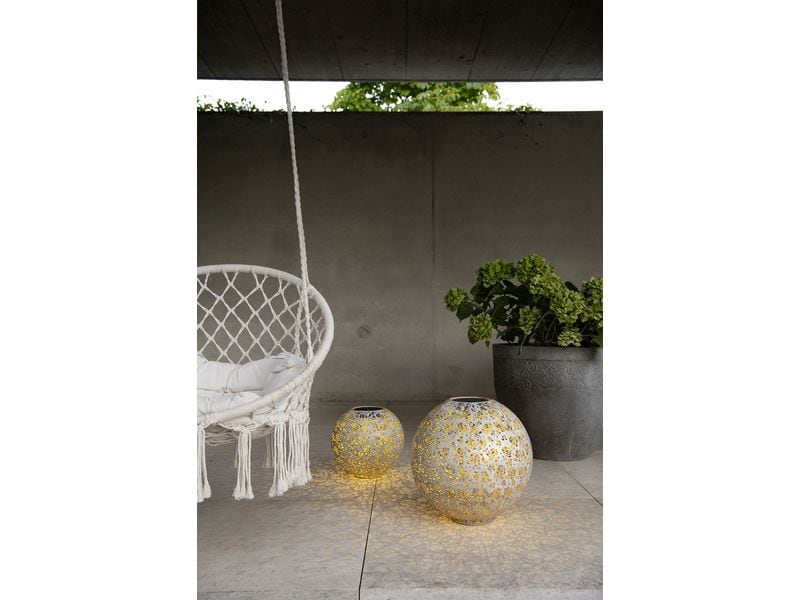 STT Windlicht Solar Antic Ball Baccara Ø 30 cm, White Solarleuchte zum Aufstellen
