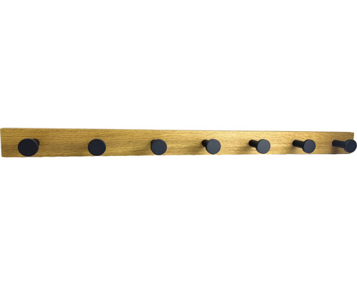 Kapstok met 7 haken, eikenhout, L x B x H 630/44/53 mm