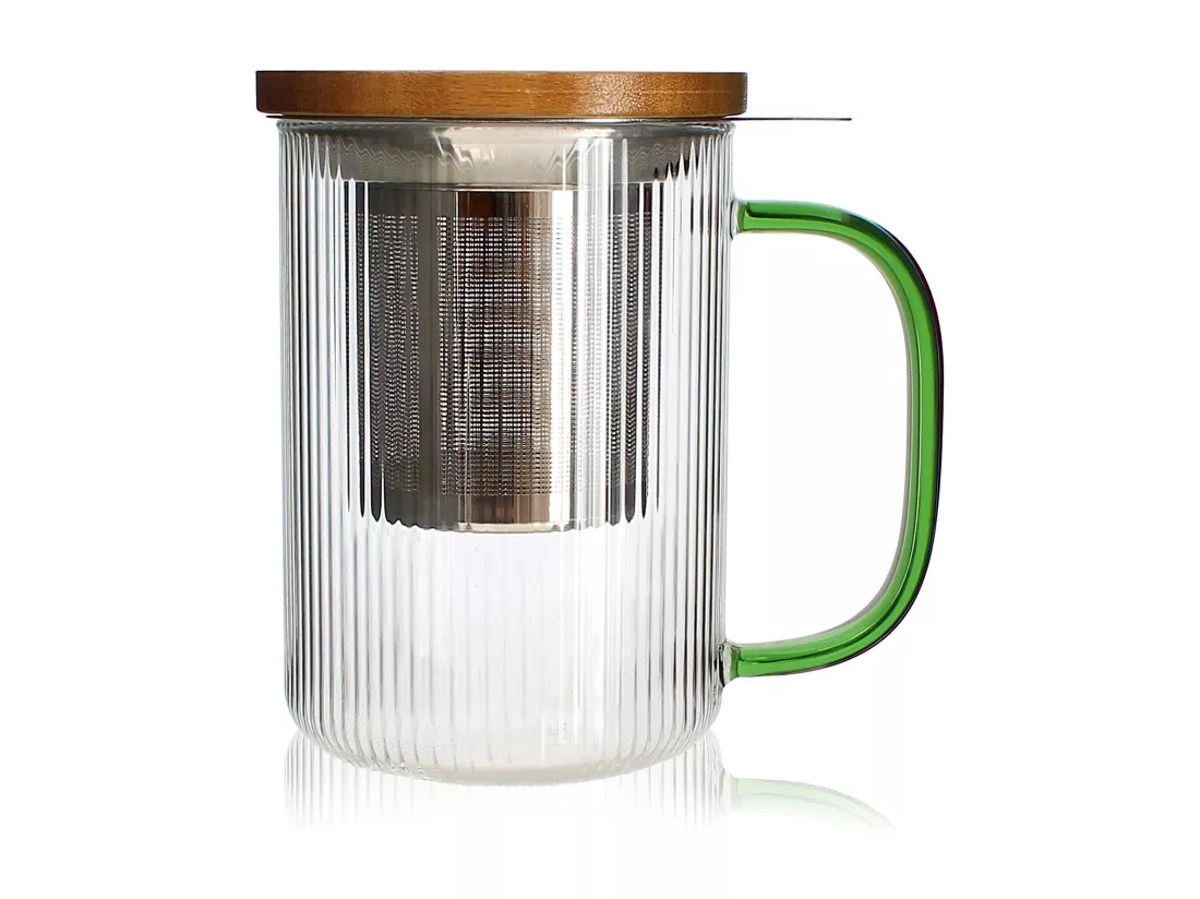 Ogo Living - Tisaniere Karl 450ml En Verre Borosilicate Anse Jade