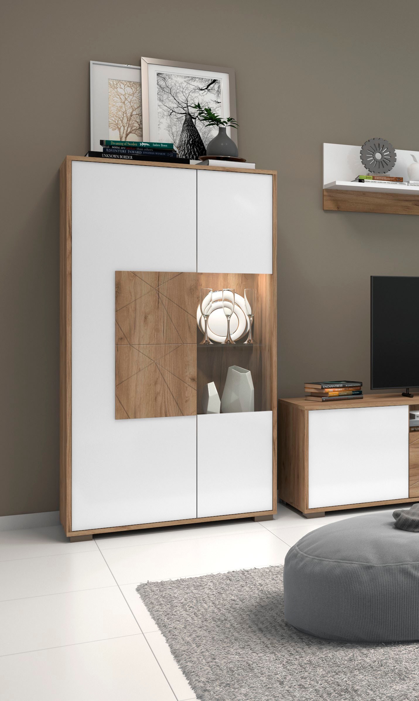 PLACES OF STYLE Vitrine »Stela« mit Push-to-open und Soft-Close-Funktion
