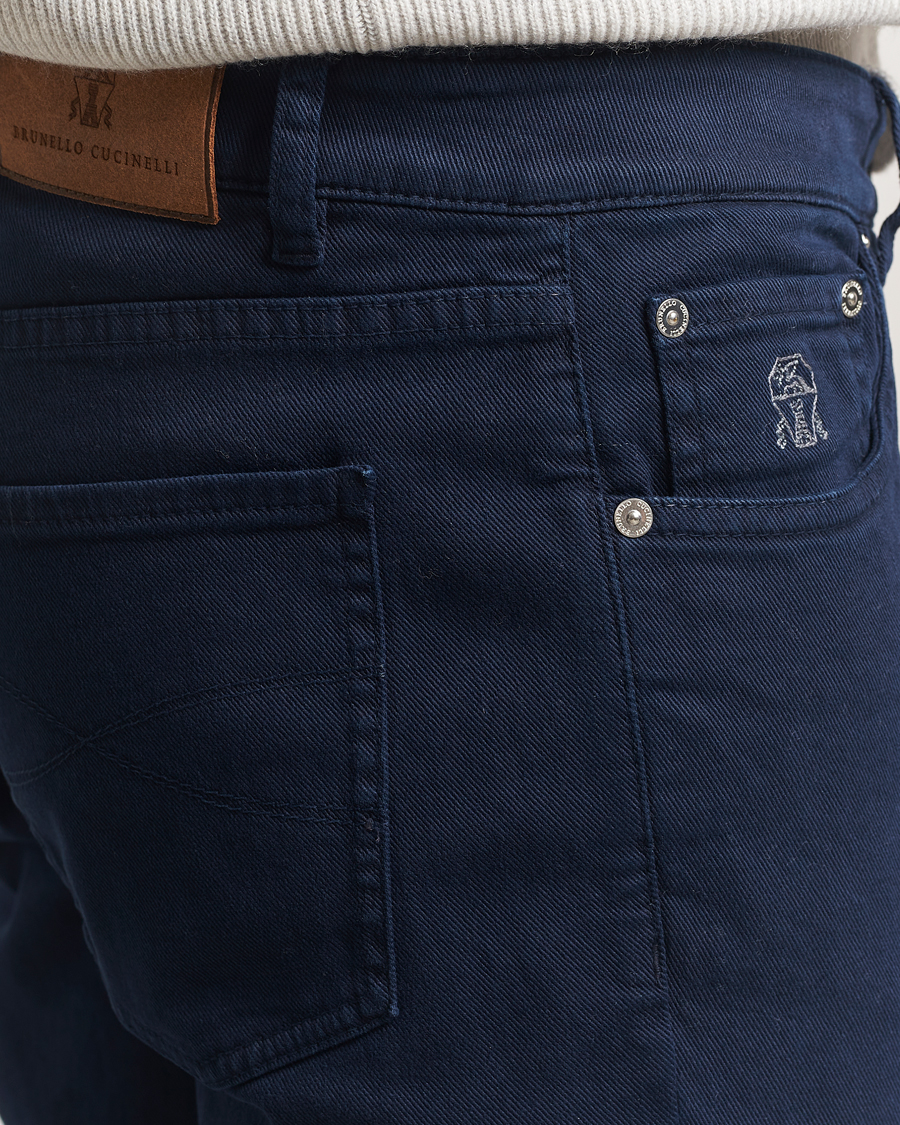 Brunello Cucinelli Slim Fit Bull Denim Pants Navy