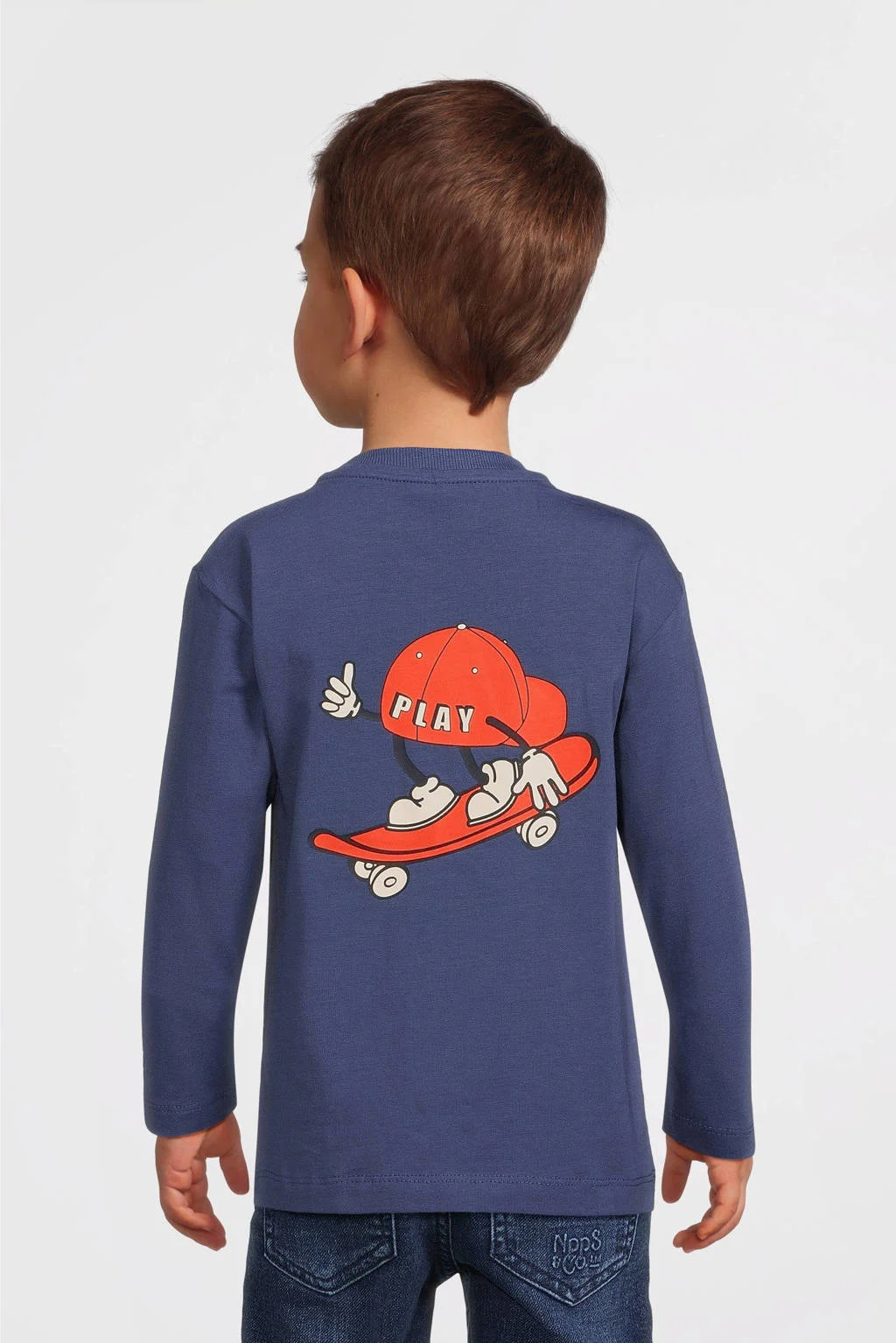 NAME IT longsleeve NMMOTIS met backprint blauw
