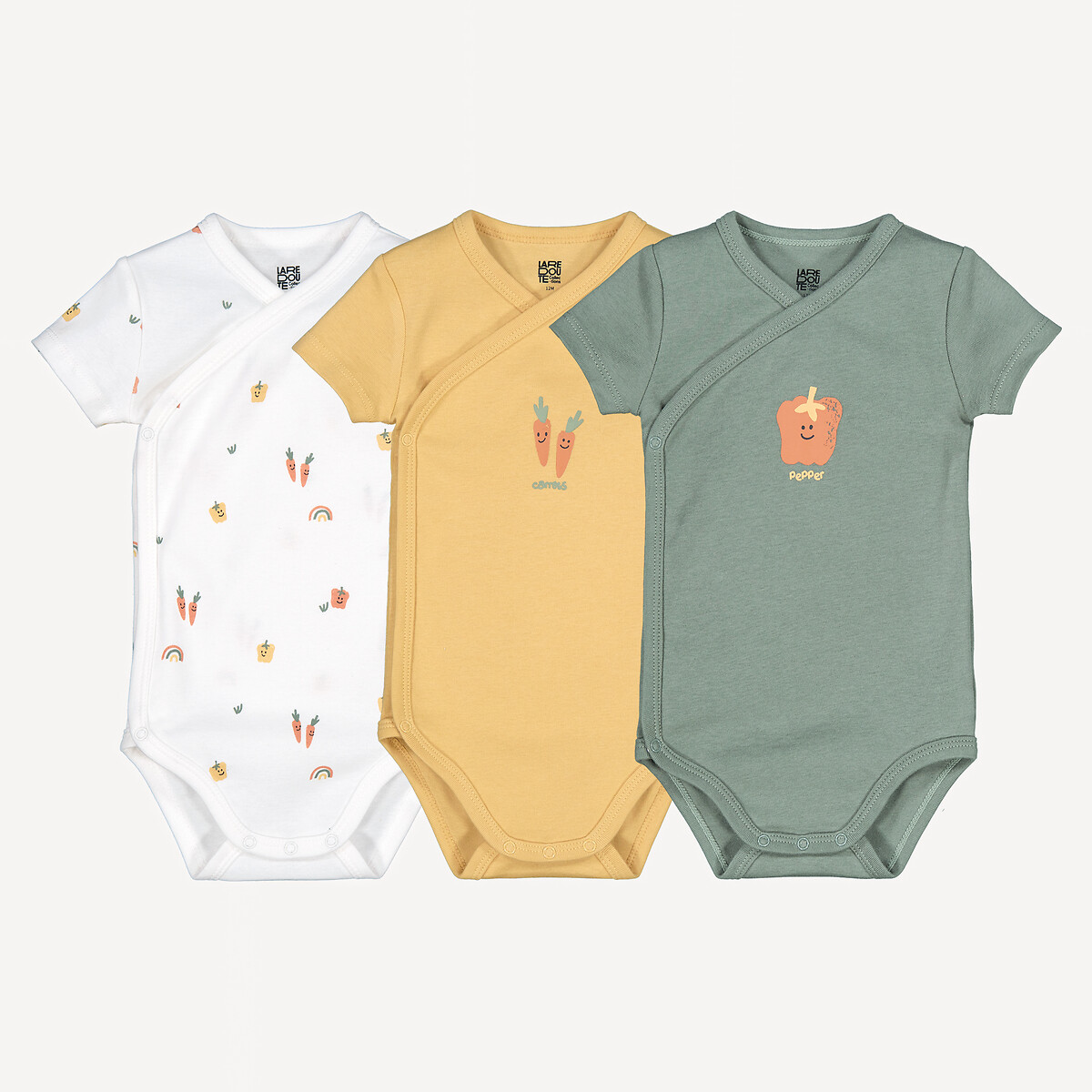 COLEÇÃO LA REDOUTE<br>Conjunto de 3 macacões de maternidade estampados de manga curta