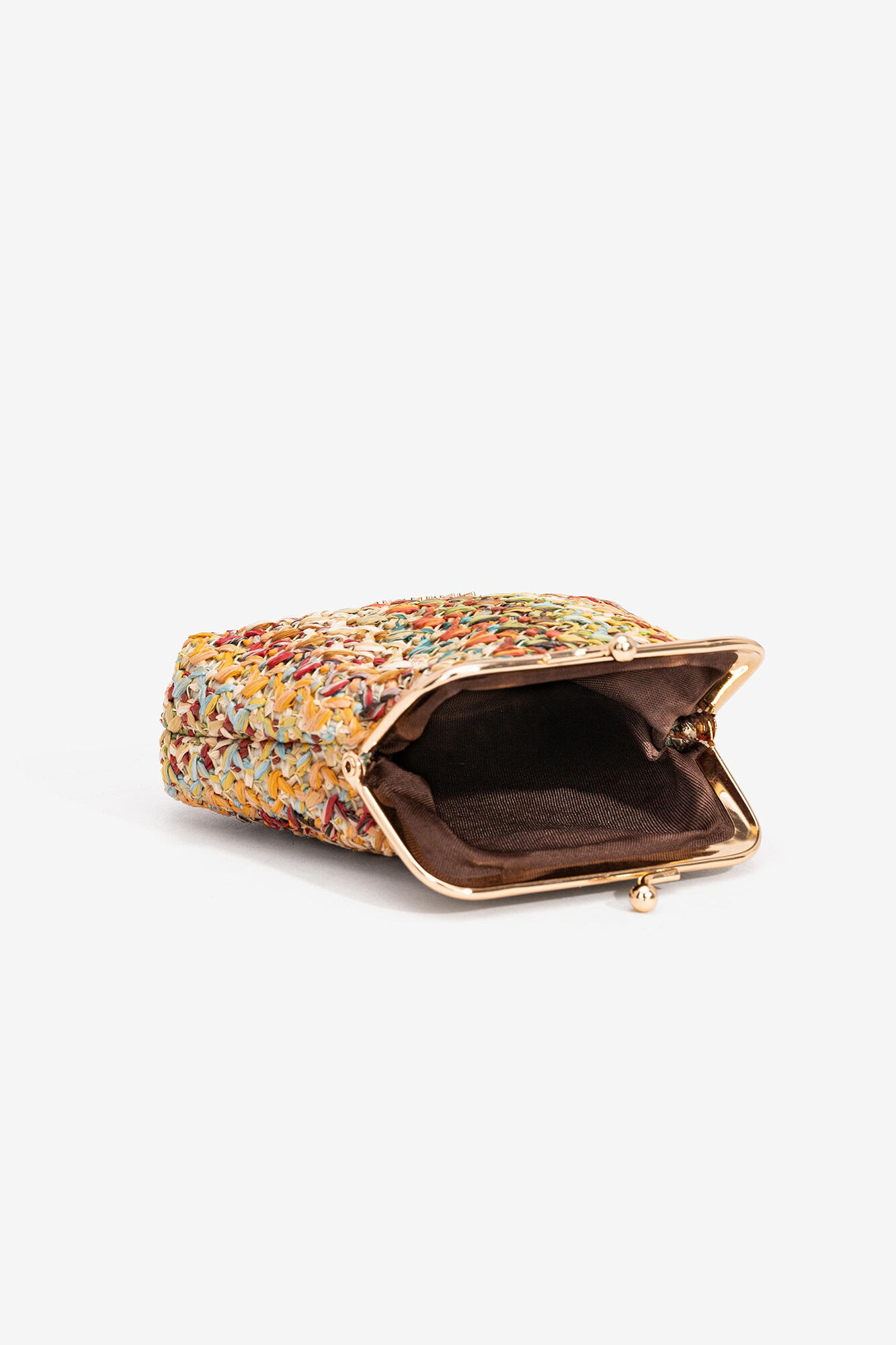 Bolsa multicolor efeito rafia - laranja