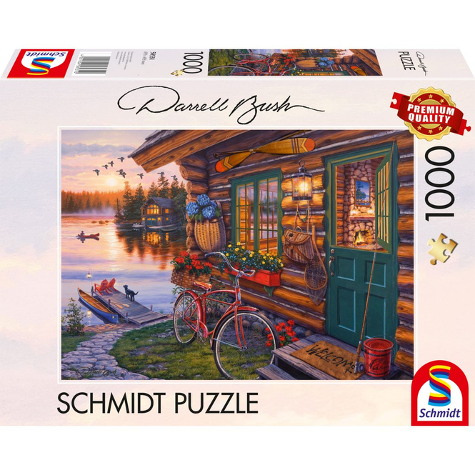 Puzzle - Darrell Bush - Seehütte mit Fahrrad - 1000 Teile