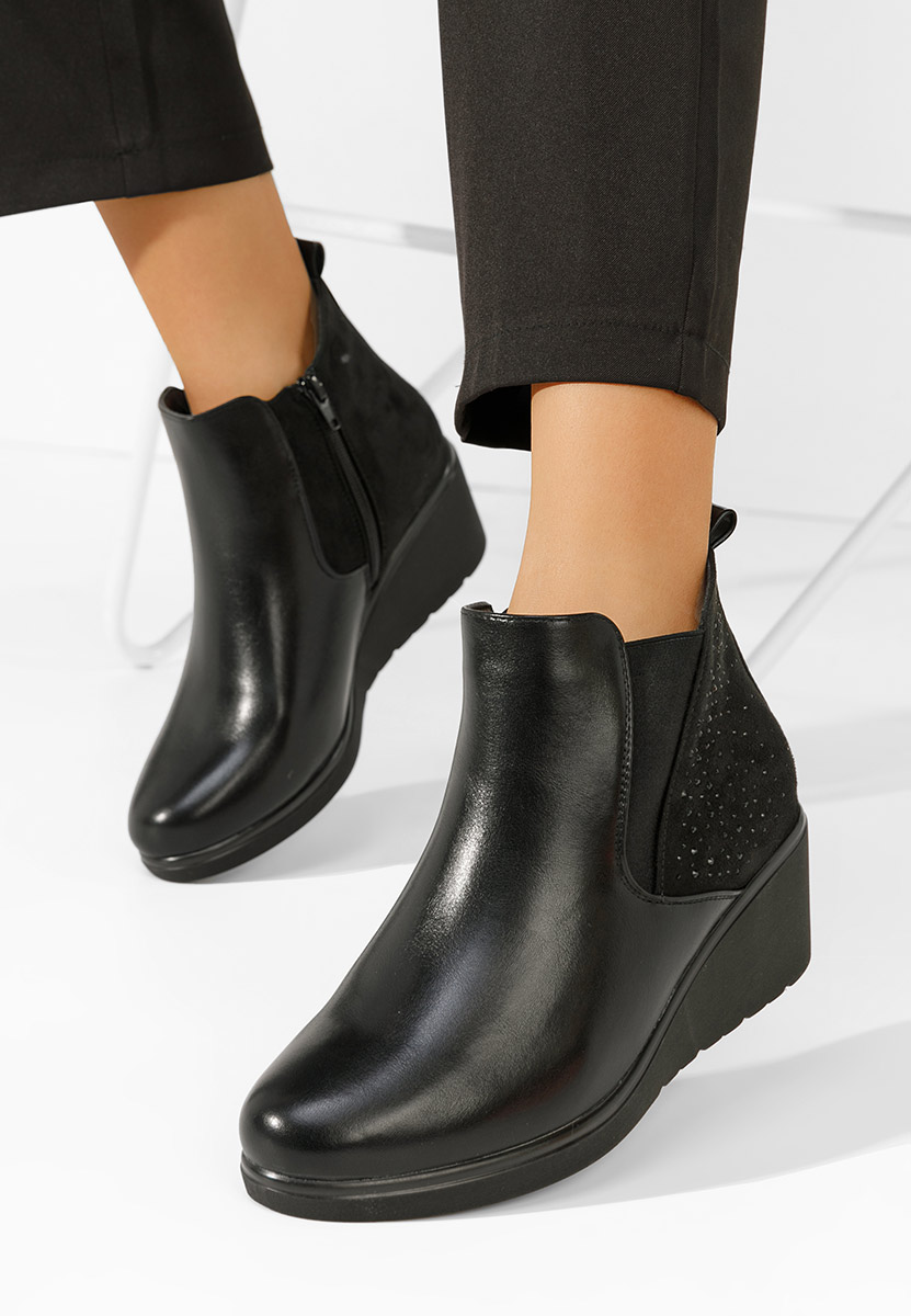 Bottines compensées noires Sybil