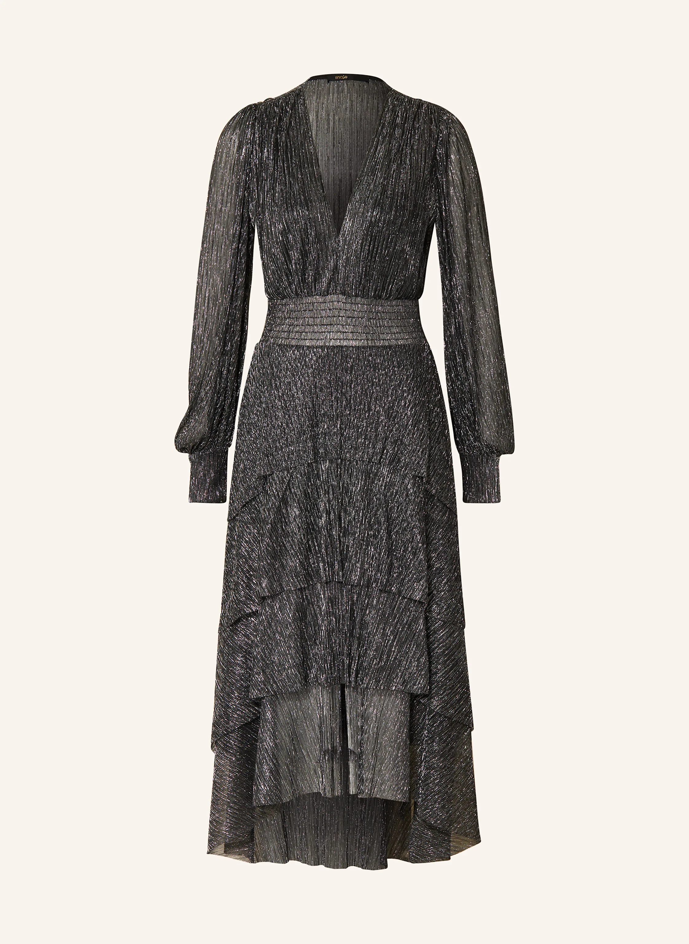 maje Kleid mit Glitzergarn und Volants