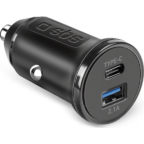 SBS biloplader 10W USB-C USB 2.1A - sort