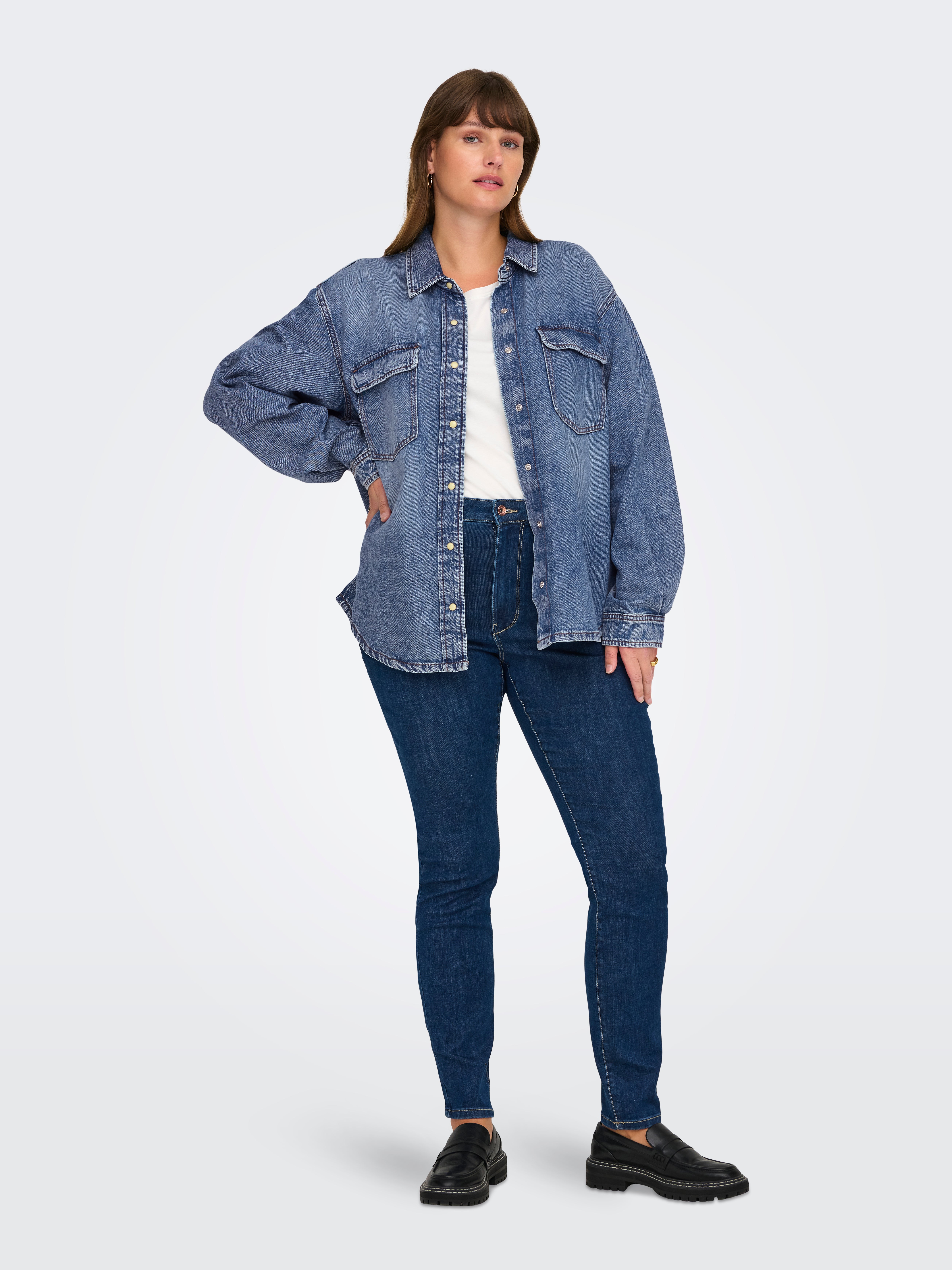 CARBROADWAY Jeanshemd Medium Blue Denim