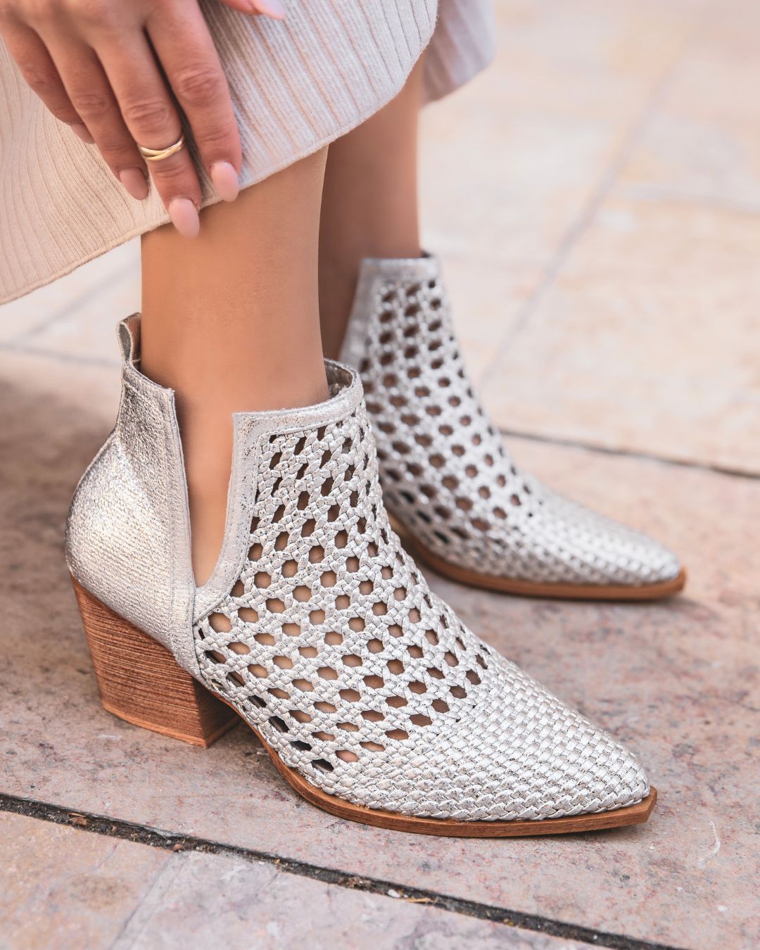 Bottines femme argentées à talon - Hilda