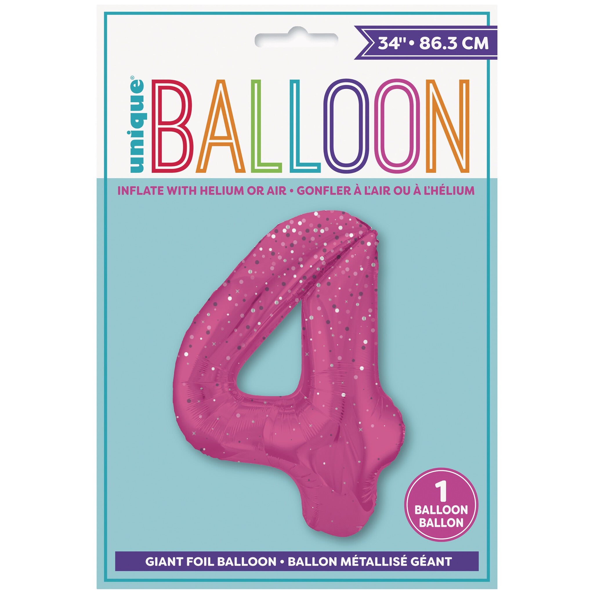 4 Jaar Cijfer Ballon Roze Stippen 86cm