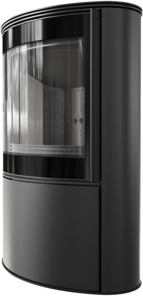 Kratki Kaminofen Bjorn 10 kW Ø150 mm Schwarz Freistehend – Termotec Brennkammer, Ökodesign & BImSchV 2 – Hoher Wirkungsgrad, Externe Luftzufuhr – Sauberes Glas – Effiziente Wärmeverteilung