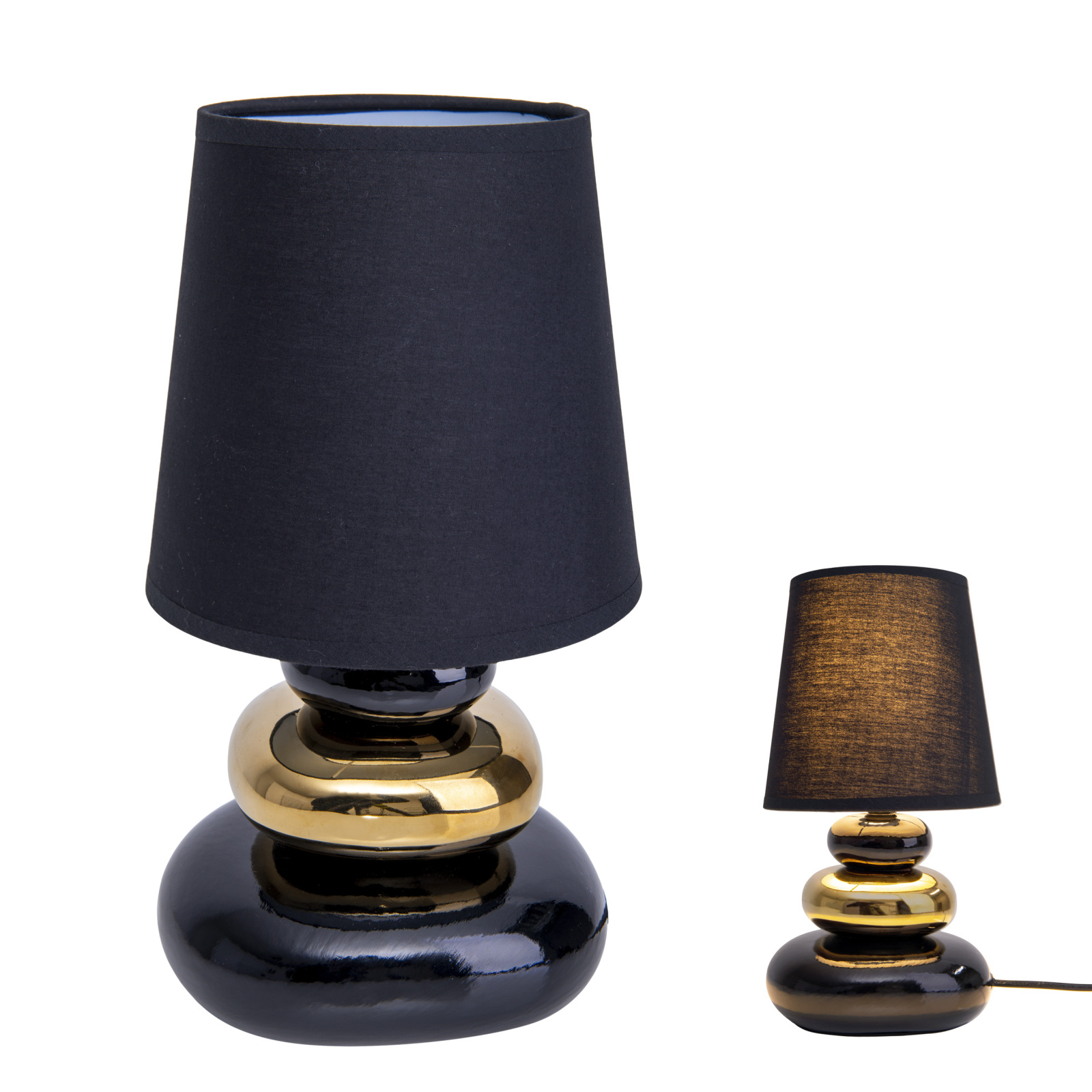 Tischleuchte STONEY - schwarz-gold - 31 cm hoch