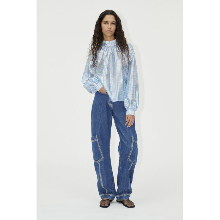Stine Goya SGAshley, 2067 Textured Poly Blue check