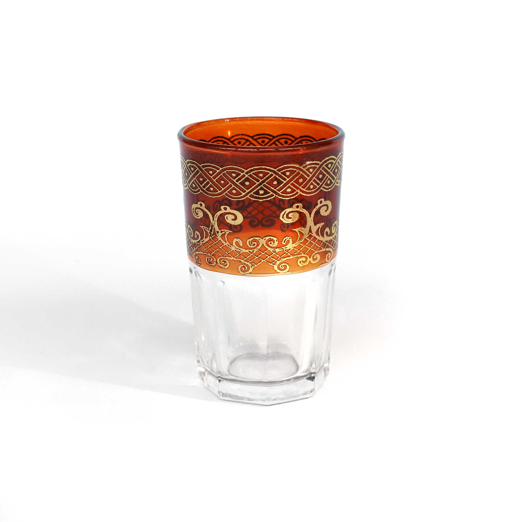 Teeglas 'Selsla' orange-silber, H 9 cm, Ø 5,5 cm zu 4,80