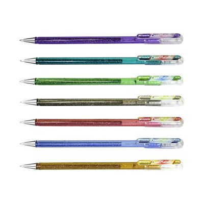 Pentel Hybrid Dual Metallic - 7 Rollers - couleurs métalliques assorties