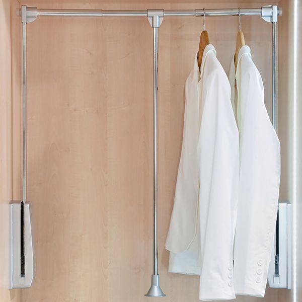 Emuca Varão Basculante Roupeiro Hang, Regulável 600-830 mm, Até 12 Kg, Aço, Cromado - 9283811