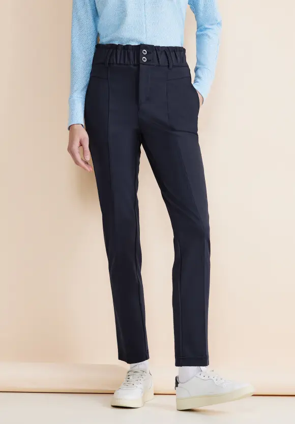 Loose Fit Paperbag Hose - deep blue