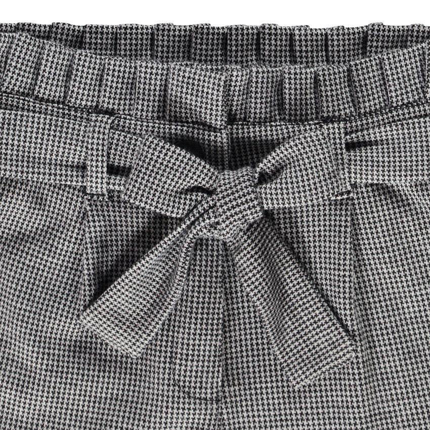 Short à carreaux avec ceinture à nouer pour fille - Gris foncé
