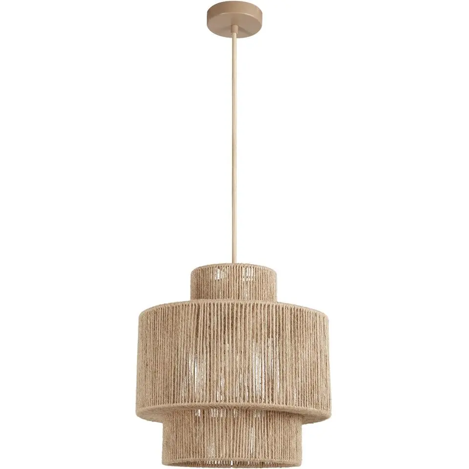 tectake Hanglamp Allegra van jute in boho-stijl, 40W, Natuur