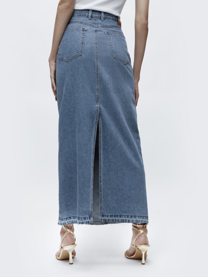 Saia longa jeans - Índigo