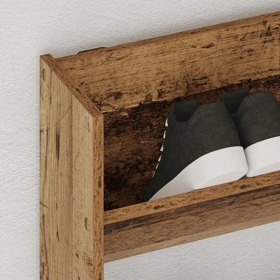 vidaXL - 3-laags Wandschoenenkast 9 paar - Oud hout - 80x18x90 cm