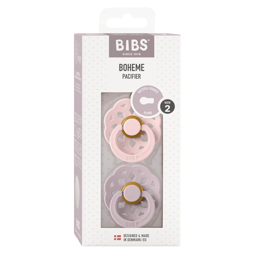 BIBS Pacifier Boheme Latex Blossom/Dusky Lilac Size 2 2pcs