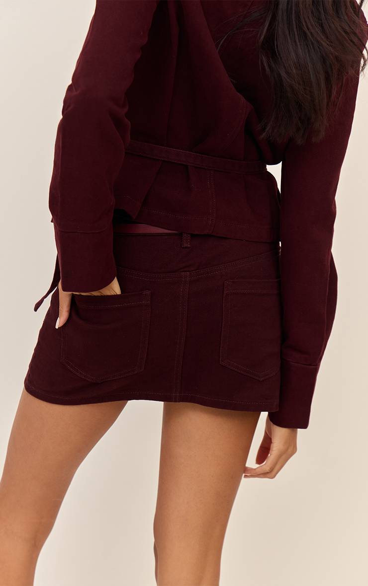 Rouge Bordeaux Mini-jupe En Denim Délavé