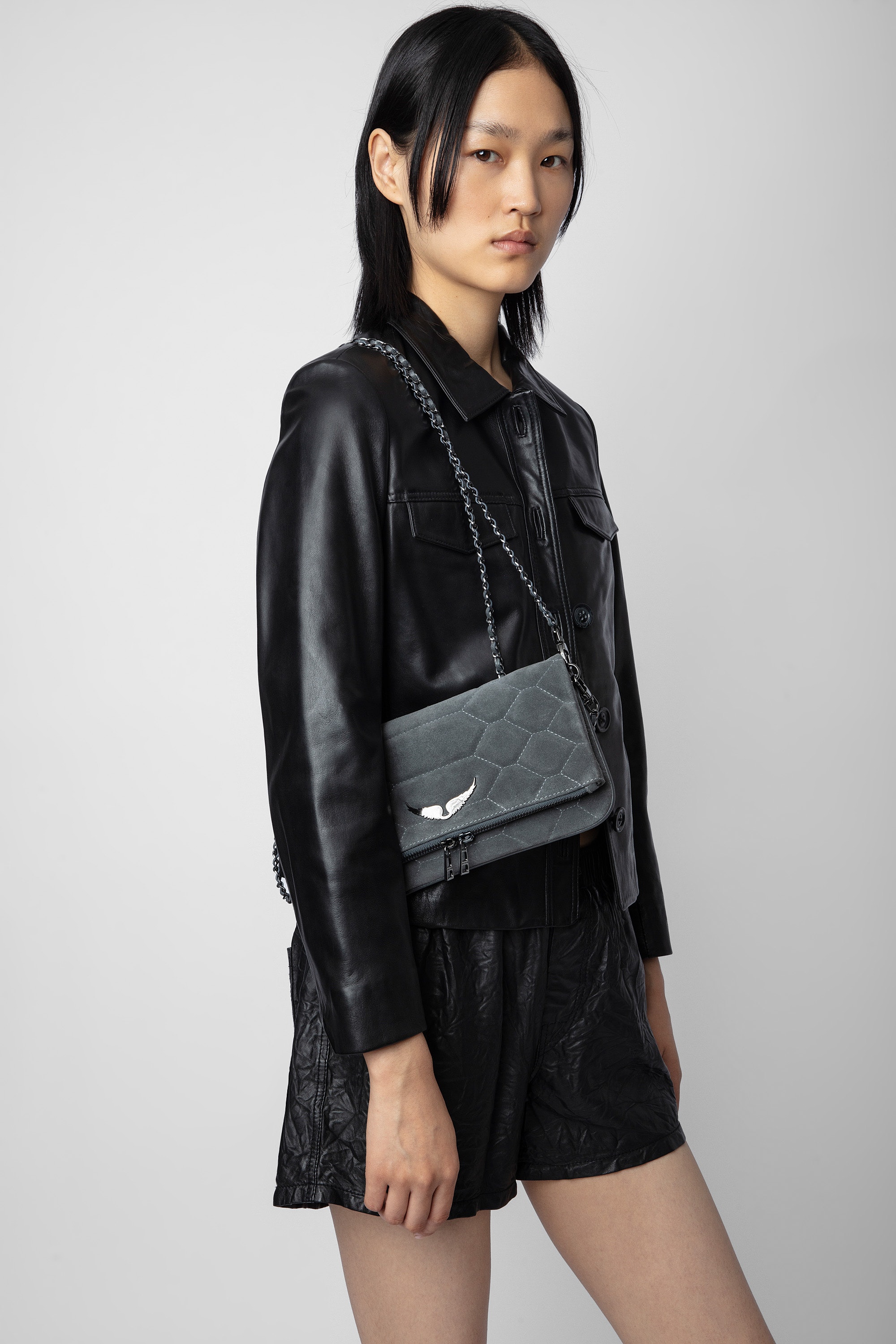 Pochette Rock Suede Matelassée