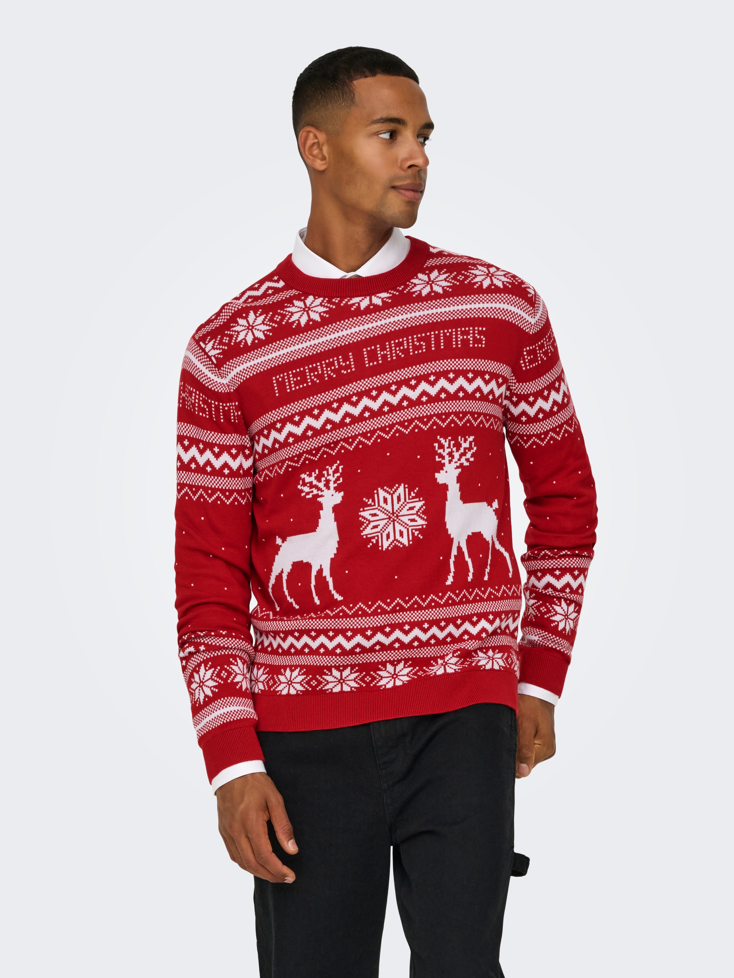 ONLY & SONS Rundhalspullover »ONSXMAS REG 5 JAQ CREW KNIT«