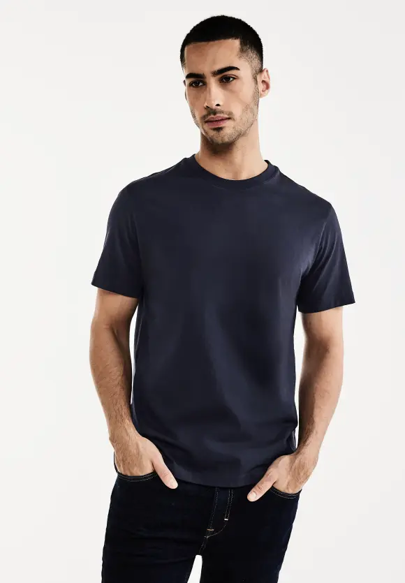 Basic T-Shirt in Unifarbe - eclipse blue