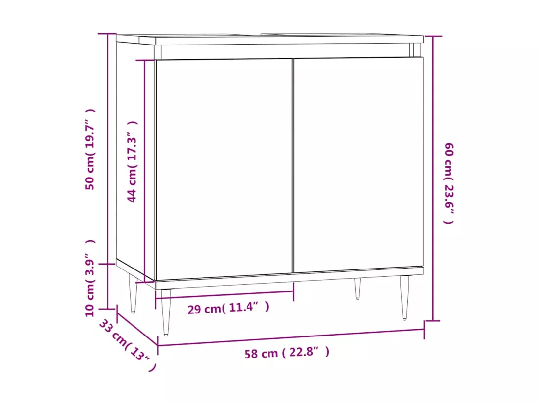 Armoire de bain sonoma gris 58x33x60 cm bois d'ingénierie