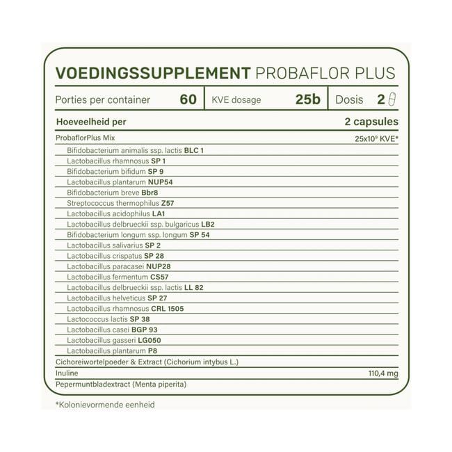 Nupure probaflor plus - Probiotica complex met pepermunt en chicorei, 60 capsules