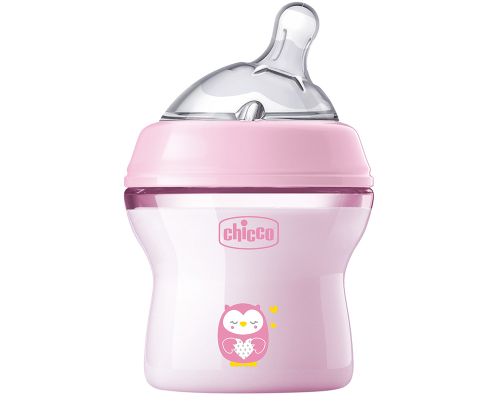 BIBERÃO CHICCO NATURAL FEELING ROSA OM  150ML
