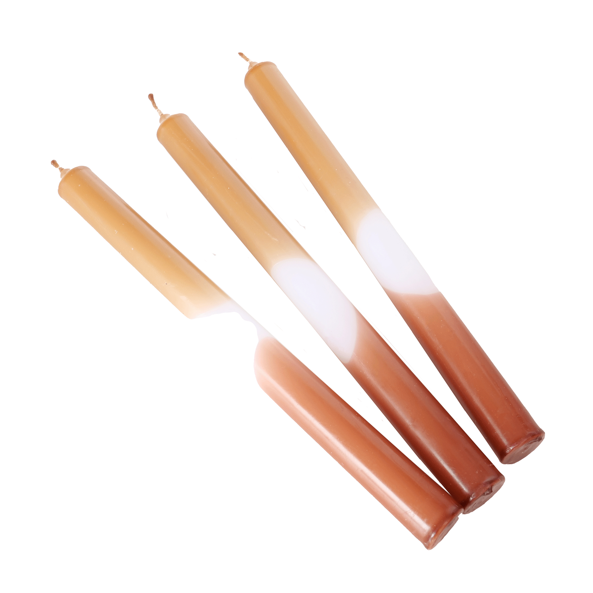 3er-Set Stabkerzen - braun-orange - 25,5 cm